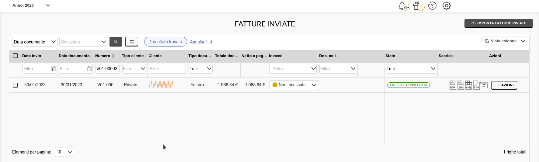 Fatture Inviate Aruba Selezione